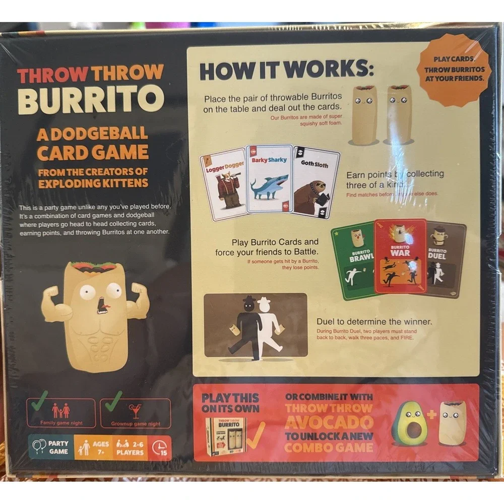 EXPLODING KITTENS Throw Throw Burrito Card Game New Sealed New in Box